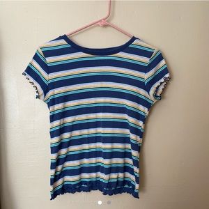 Striped Lettuce trim Shirt